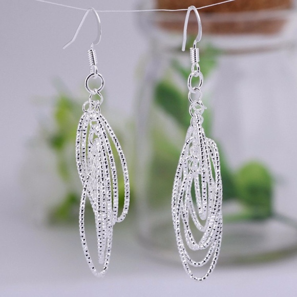 Jewelry - Sterling Silver Draped Circle Drop Dangle Earrings